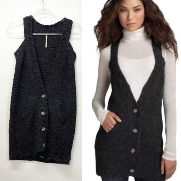 Free People Sweater Vest Size Small Wool Sleeveless - Picture 1 of 10